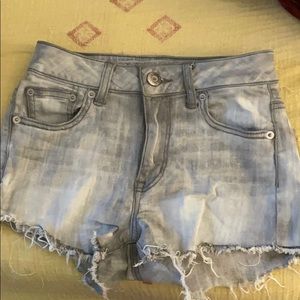 High waisted grey denim shorts